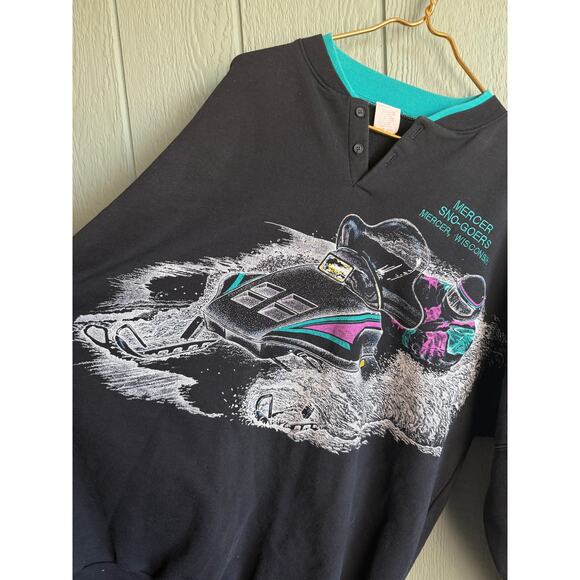 Vintage Mercer Sno-Goers Snowmobile Sweatshirt XXL Made in USA 80s 90s - Picture 3 of 7